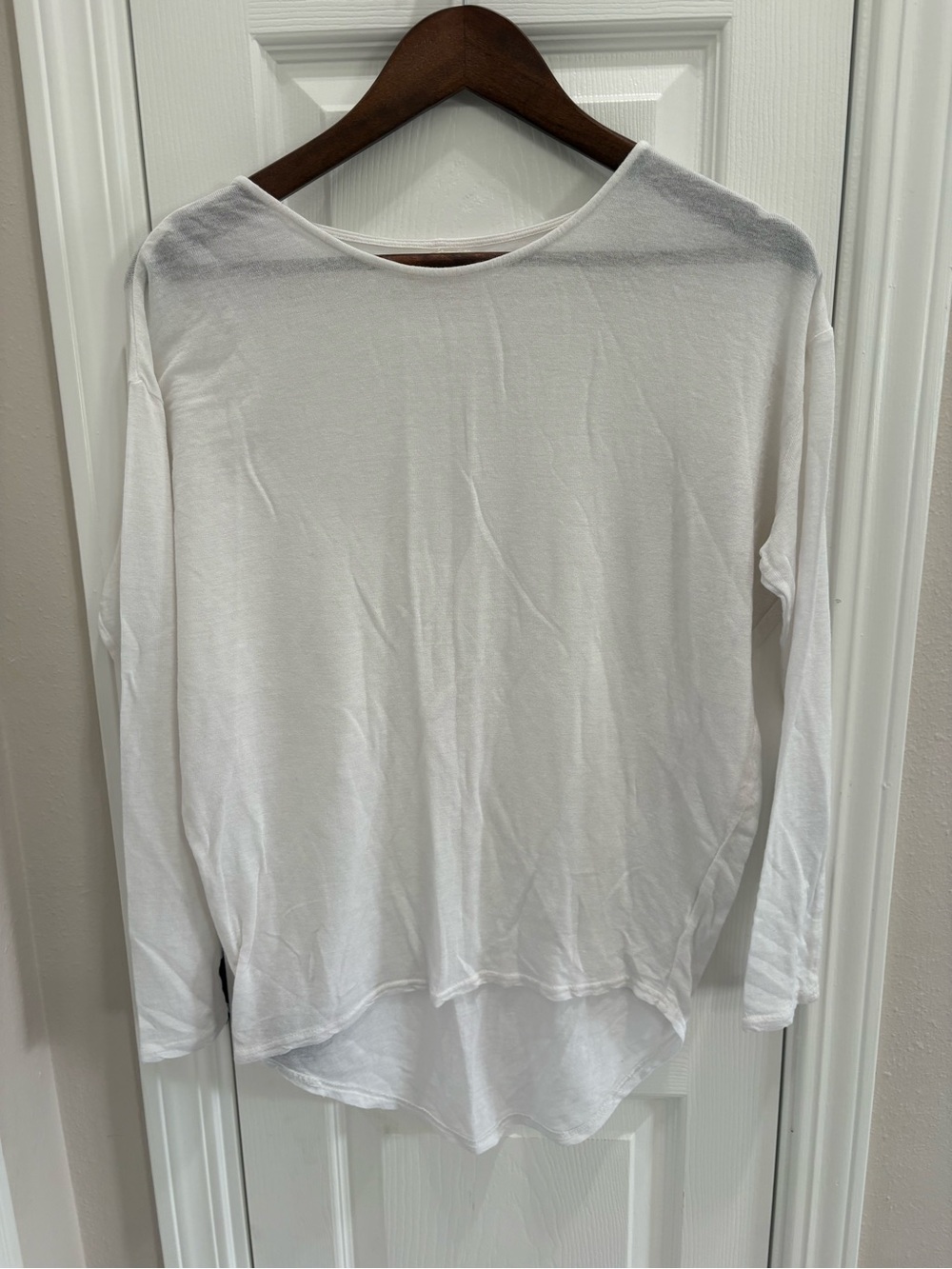 A'Reve White Long Sleeve Boatneck Top